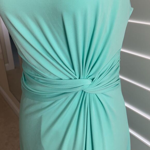 Size S light teal ruched open back dress The Limited - Picture 4 of 10